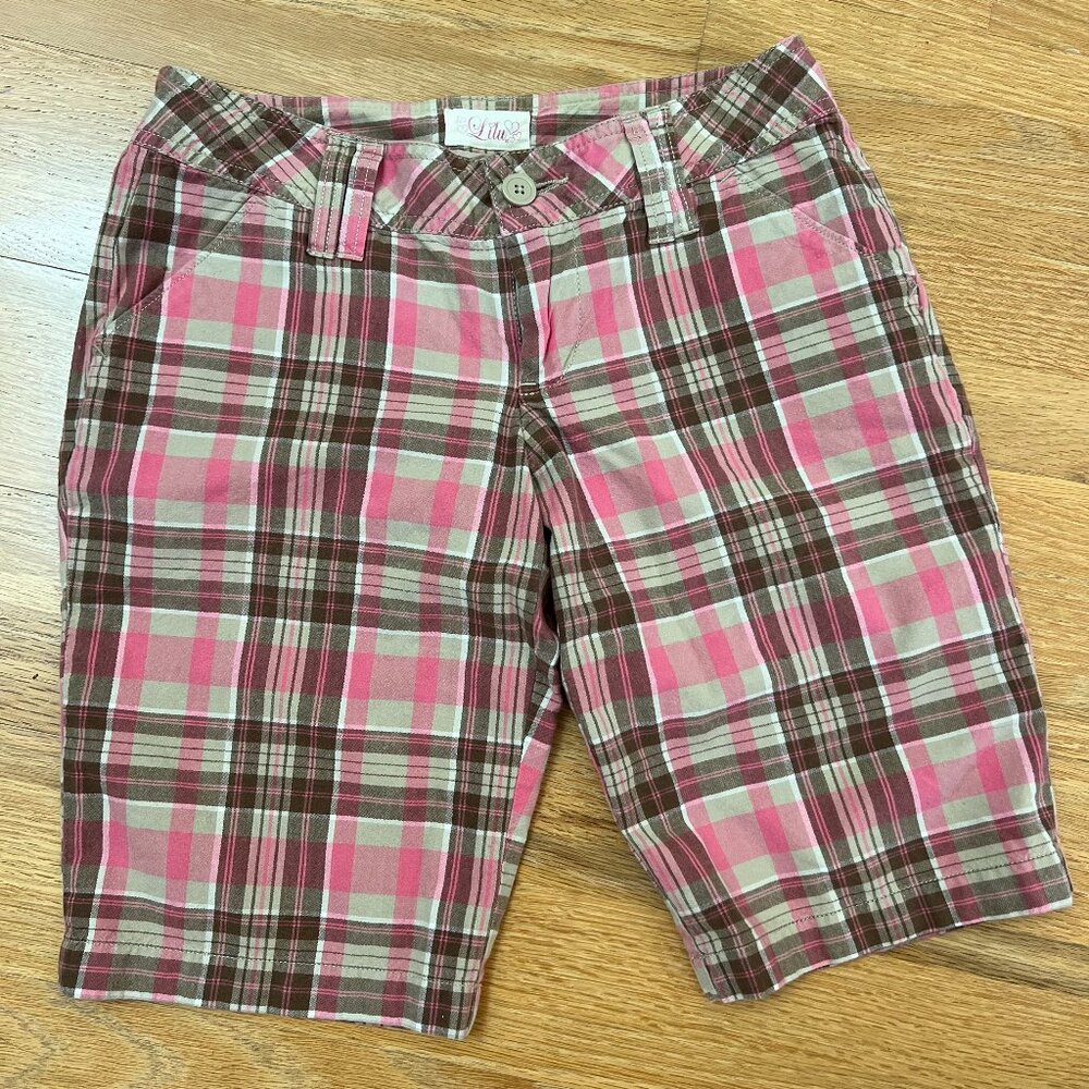 Lilu Pink Plaid Shorts Junior Size 3 (Women's 0/2)